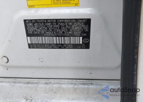 2007 Lexus Gs 350 из США, поврежденный, VIN JTHCE96S070010368